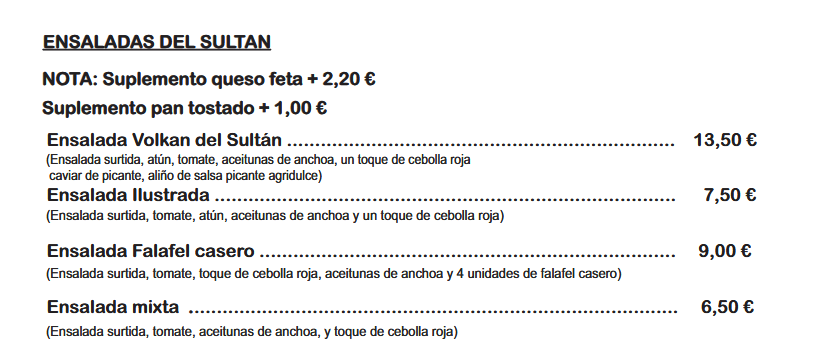 Ensaladas Sultan